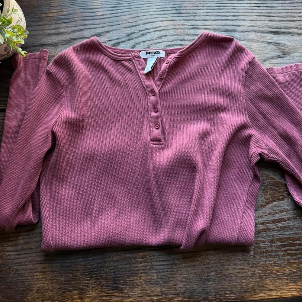 RSQ Women's Pink Henley Top